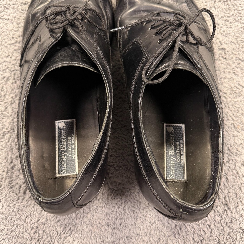 Stanley Blacker‎ Wingtip Oxford Shoes Mens 11 Black Leather Hand Made in Italy - Picture 11 of 12